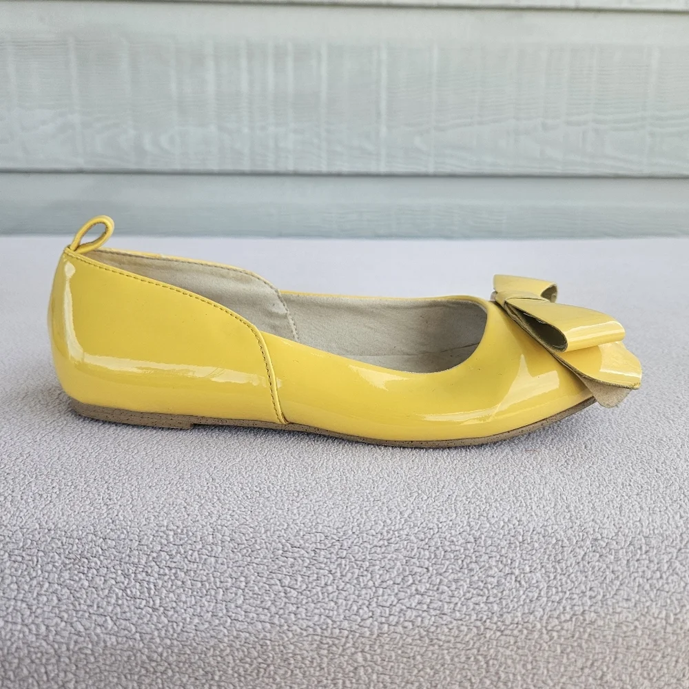 Joyfolie Lyra Yellow Peep Toe Bow Flat Girl Youth SZ 1 Spring Formal Dress